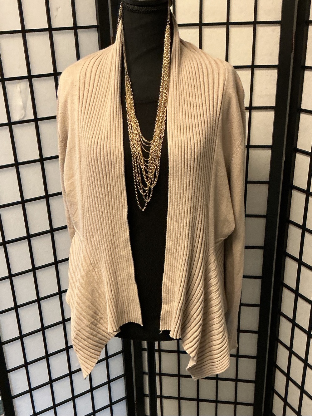 Women's Open Front Ribbed Cardigan Sweater โ Cream